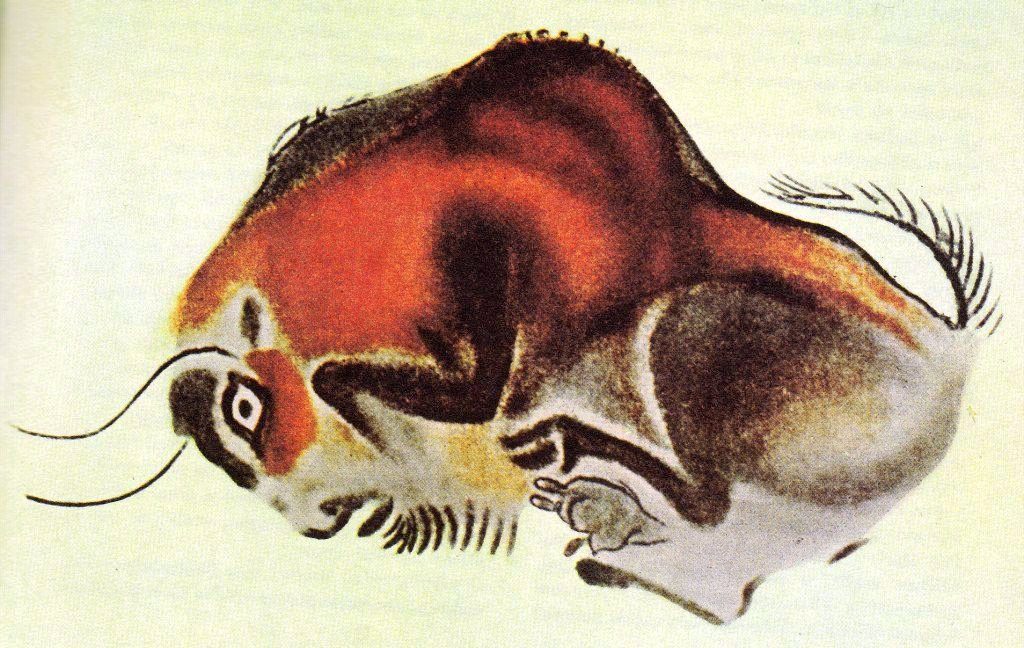 Bisonte policromo de la cueva de Altamira (Cantabria), pintado hace unos 15.000 años. Patrimonio de la Humanidad.