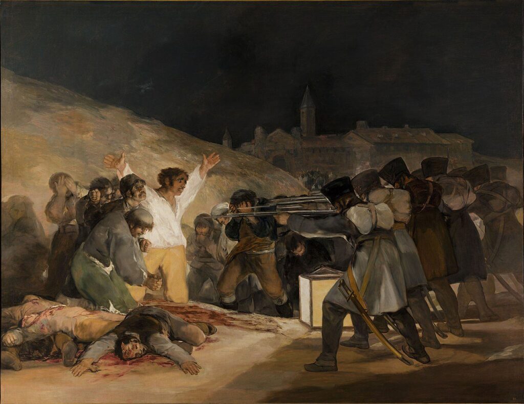 El 3 de mayo de 1808 (1814) por Goya. Los fusilamientos durante la Guerra de Independencia.