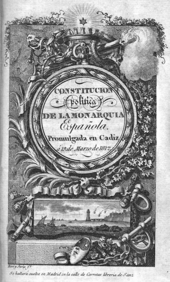 Grabado de la promulgación de la Constitución de Cádiz de 1812 en el Oratorio de San Felipe Neri