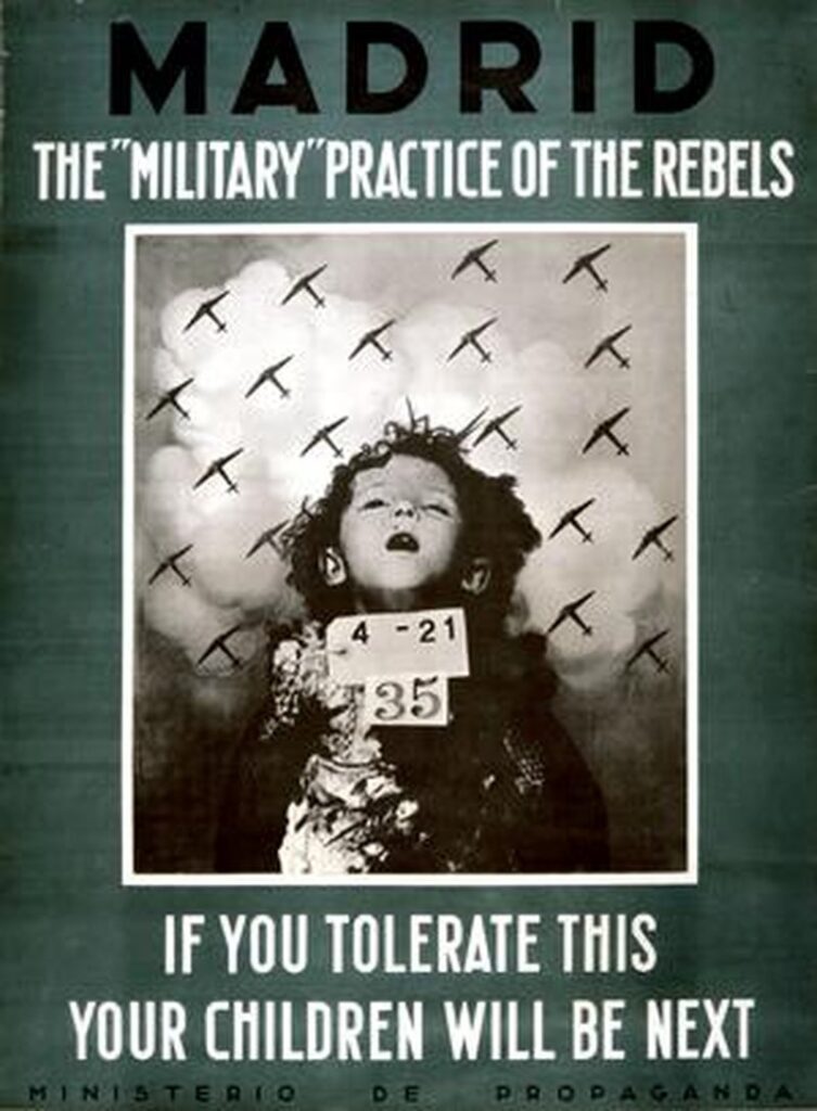 Cartel If You Tolerate This Your Children Will Be Next sobre las víctimas civiles de la Guerra Civil Española