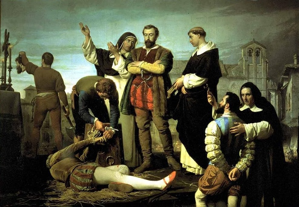 Padilla, Bravo y Maldonado ante el patíbulo tras la batalla de Villalar de 1521, óleo de Antonio Gisbert
