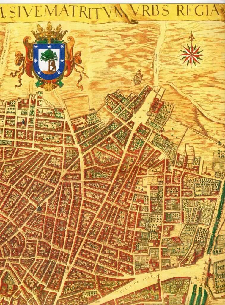 Detalle del plano de Pedro Texeira de 1656, el gran retrato cartográfico del Madrid de los Austrias