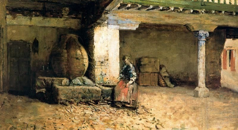 La Posada de la Sangre de Toledo, mesón clásico español, pintada por Casimiro Sainz en 1879